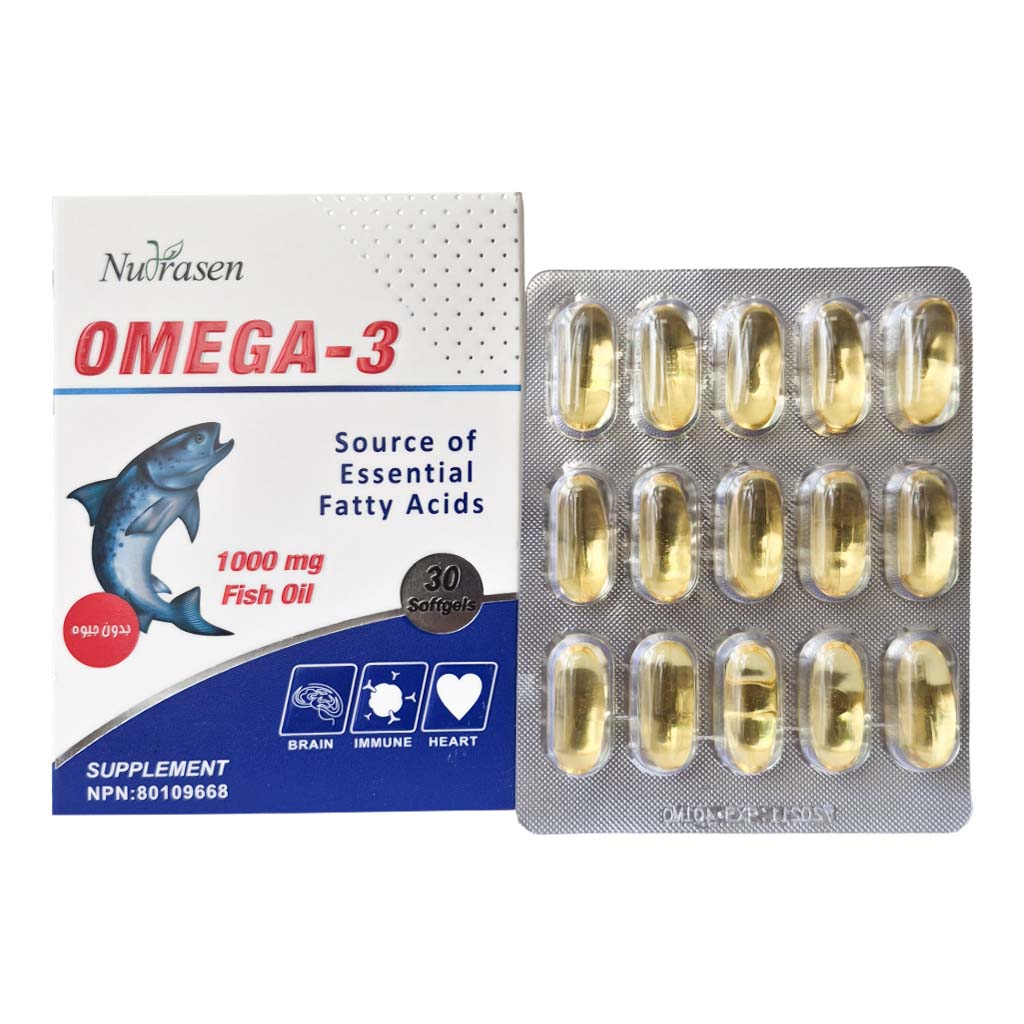کپسول امگا 3 نوتراسن 1000 میلی گرم بسته 30 عددی با جعبه