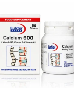 قرص کلسیم 600 میلی گرم یوروویتال بسته 50 عددی با جعبه
