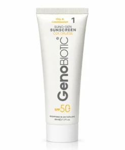 کرم ضدآفتاب بی رنگ ژنوبایوتیک spf50 مناسب پوست چرب و مختلط 50 میلی لیتر