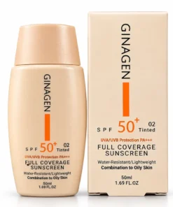 کرم ضد آفتاب ژیناژن رنگی مناسب پوست چرب SPF50 شماره 02 50 میلی لیتر با جعبه