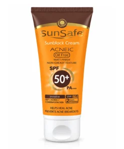 ضد آفتاب فاقد چربی آکنئیک سان سیف بدون رنگ SPF50 مناسب پوست چرب و آکنه ای 50 گرم