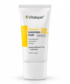 فلوئید ضد آفتاب ویتالیر spf50 بژ روشن حاوی ویتامین سی 50 میلی لیتر