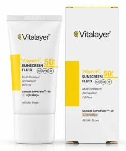 فلوئید ضد آفتاب ویتالیر spf50 بژ روشن حاوی ویتامین سی 50 میلی لیتر با جعبه